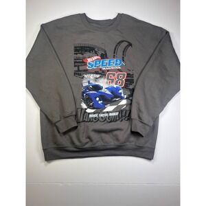 Hot Wheels Sweatshirt Men Medium Gray Speed Machine Racing Graphic Crewneck 2023